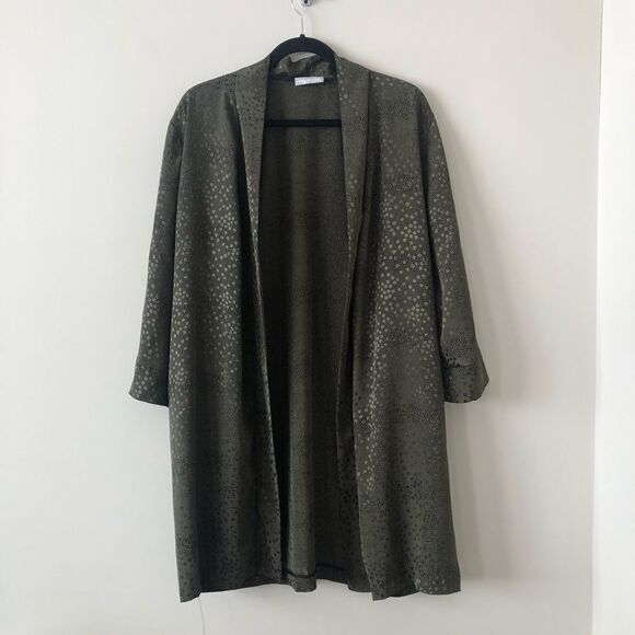 VINTAGE “Montelle” Green Snake Print Kimono - Picture 1 of 4